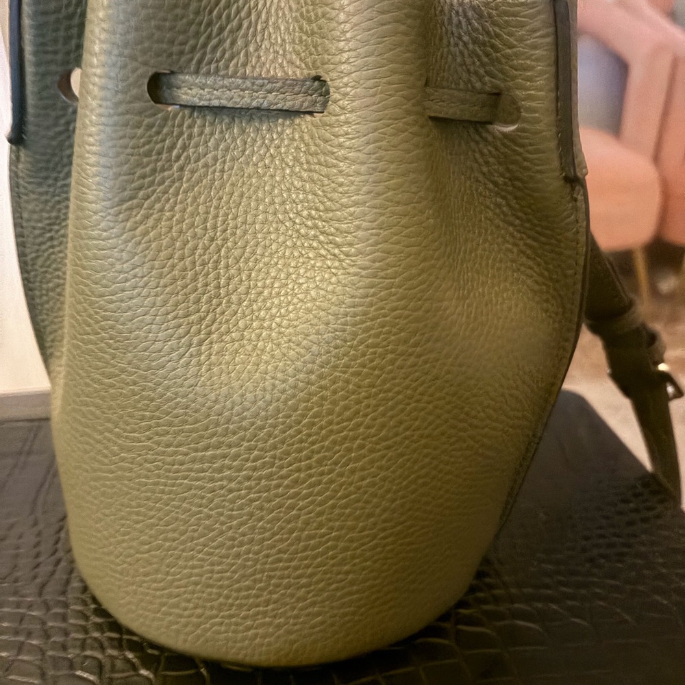 Olive Green Leather Bucket Bag - Picture 6 of 6